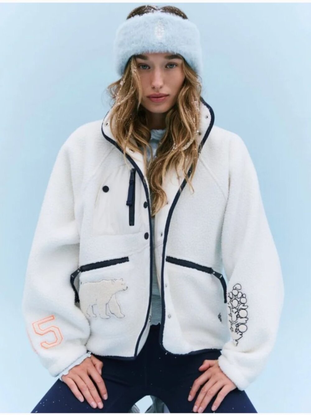 Free People Hit The Slopes Patch Fleece Jacket